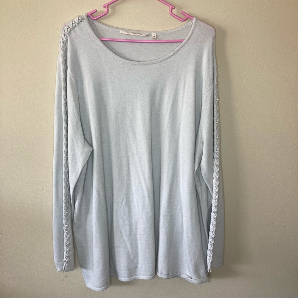 Soft Surroundings Edie Pearl Gray Sweater 2X